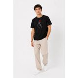 MiraLive Erkek Kore Parmak Kalp Aşk Temalı Minimal Baskılı Tişört Yazlık Kısa Kol T-Shirt - Siyah