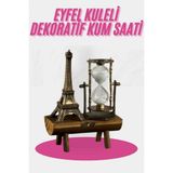 MiraLive Eyfel Kulesi Tasarımlı Kum Saati Kristalleştirilmiş Kum Saati Dekoratif Ahşap Görünümlü - Renkli - standart