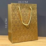 MiraLive Gold Geometrik Desenli Büyük Boy Karton Hediye Çantası - Renkli - standart