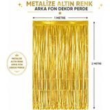MiraLive Gold Metalize Parti Perdesi 100X200 cm – Kapı ve Arka Fon Perdesi