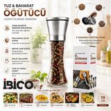 MiraLive Hand Grınder Büyük Cam Hazneli - Krom Kaplama Pls.kapaklı Tuz - Baharat Öğütücü BX40 - Renkli - 0,5 ml