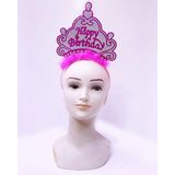 MiraLive Happy Birthday Neon Pembe Renk Doğum Günü Tacı 24X15 cm (K95) - standart