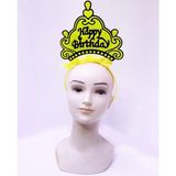 MiraLive Happy Birthday Neon Sarı Renk Doğum Günü Tacı 24X15 cm (K95) - 24 x 15 cm