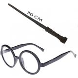 MiraLive Harry Potter Asası 30 cm ve Siyah Çerçeveli Harry Potter Gözlüğü Seti (K95) - standart