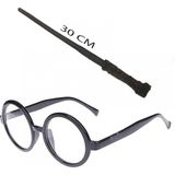 MiraLive Harry Potter Asası 30 cm ve Siyah Çerçeveli Harry Potter Gözlüğü Seti (K95)