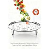 MiraLive Inox Çelik Ayaklı Buharlı Pişirme Aparatı - 28 cm Çok Amaçlı Tencere Içi Haşlama Standı - Renkli