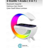 MiraLive Kablosuz Masaüstü Hoparlör, Çalar Saat ve Radyo Alarm Özellikli Şarj Standı, Beyaz Renk - 1