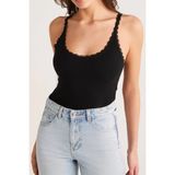 MiraLive Kadın Siyah Normal Kalıp Dantel Detalı Ince Askılı Oyuk Yaka Atlet - L - XL