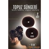 MiraLive Kahve Mini Saç Topuz Süngeri 2 Adet 6 cm Çap 2.5 cm Kalınlık 721881