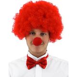 MiraLive Kırmızı Renk Kıvırcık Afro Bonus Peruk Takma Saç ve Kırmızı Burun Seti (K95) - standart