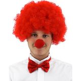 MiraLive Kırmızı Renk Kıvırcık Afro Bonus Peruk Takma Saç ve Kırmızı Burun Seti (K95)