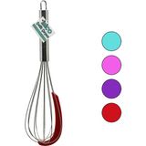 MiraLive Krom Saplı Çelik Metal Çırpıcı - Renkli Silikon Kazıyıcılı - 30 cm