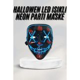 MiraLive LED Işıklı Neon Maske Cadılar Bayramı Maskesi Korkunç Korku Maskesi - Renkli - standart