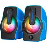 MiraLive Mavi - Rgb Işıklı 1+1 Hoparlör Speakaer Set USB Kablo 2.0 Multimedya - 6W (4887)