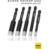 MiraLive Mermer Delme Elmas Matkap Ucu - 5'li Porselen Karo Seramik Taş, Cam, Granit Için Elmas Matkap Uçları - Çok Renkli