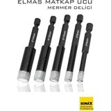 MiraLive Mermer Delme Elmas Matkap Ucu - 5'li Porselen Karo Seramik Taş, Cam, Granit Için Elmas Matkap Uçları