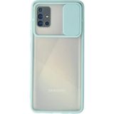 MiraLive Mey Ithalat® Samsung Galaxy A71 Kılıf Palm Buzlu Kamera Sürgülü Silikon - Turkuaz - Renkli