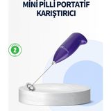 MiraLive Mini Pilli Portatif Karıştırıcı – Cappuccino, Latte, Frappe ve Kahve Köpürtücü