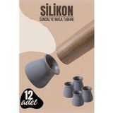 MiraLive Modacar Masa ve Sandalye Ayak Koruyucu Silikon Zemin Koruyucu Gri 12 Adet - Çok Renkli