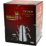MiraLive Pramit Mini Boy Çelik Çaydanlık Seti - Takımı Renkli Bakalit Kulp Üst Demlik: 0.9lt - Alt Suluk: 1.5lt Kendinden Süzgeçli (4887)