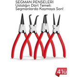 MiraLive Profesyonel 4'lü Segman Pensesi Seti | 18 cm | Iç Dış Eğri Düz Uçlu Yaylı Pense Takımı 722504 - Çok Renkli