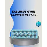 MiraLive Retro Tarz Kablosuz Klavye Mouse Seti – 104 Tuşlu, Ergonomik Tasarım - Renkli