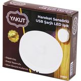 MiraLive Sensörlü USB Şarjlı Beyaz LED Yuvarlak Lamba Çap: 8.3cm - Kalınlık: 2cm - Sensör Algılama =0--3mt (K95) - 1