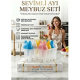 MiraLive Sevimli Ayıcık Figürlü 8'li Dondurma Meybuz Kalıbı Seti - Sağlıklı Ev Yapımı Lezzetler 723093 - Renkli