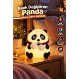 MiraLive Sevimli Panda Silikon Gece Lambası Renkli Işık Modu Dokunmatik Kontrollü Aydınlatma - 1 - Çok Renkli