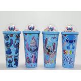 MiraLive Sevimli Stitch Pipetli Boncuklu Termos ve Suluk - Renkli - standart