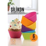 MiraLive Silikon Muffin Kalıbı - Sürekli Kullanım Muffin Kek Kalıbı 6 Adet 721702 - Renkli