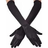 MiraLive Siyah Renk Dirseğe Kadar Uzun Kumaş Eldiven (K95) - Renkli - standart