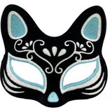 MiraLive Siyah Renk Süet Kaplama Üzeri Gümüş Mavi Simli Kedi Maskesi 17X14 cm (K95) - 17 x 14 cm - 000-Siyah