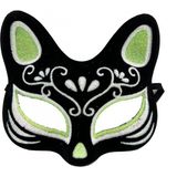 MiraLive Siyah Renk Süet Kaplama Üzeri Gümüş Yeşil Simli Kedi Maskesi 17X14 cm (K95) - 17 x 14 cm