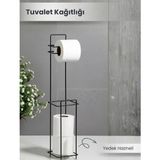 MiraLive Siyah Standlı Yedek Hazneli Tuvalet Kağıtlığı - Renkli - standart
