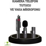 MiraLive Vlog ve Canlı Yayın Için Çift Yaka Mikrofonu ve Tripodlu Selfie Çubuğu Seti