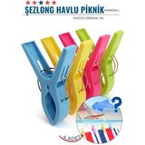 MiraLive Xl Plaj Havlu Şezlong Piknik Mandalı 4 Adet Mucca Design 718222 - Renkli - standart