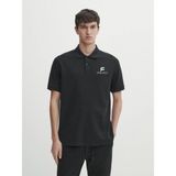 MiraLive Yakası Düğmeli Yakalı Pike Baskılı T-Shirt - Beyaz - - Siyah