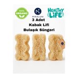 miraluni 3’lü Doğal Kabak Lifi Bulaşık Süngeri – Bitkisel, Çevre Dostu, Plastik İçermez, Uzun Ömürlü