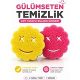 Miraluni Çift Taraflı Gülen Yüz Bulaşık Süngeri Yumuşak ve Ovucu Yüzey Mutfak Temizlik Süngeri - 1
