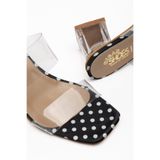 miram shoes Kadın Siyah Desenli Şeffaf Bantlı Topuklu Terlik