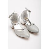 miram shoes Kız Çocuk Gümüş Çupra Abiye Topuklu Ayakkabı