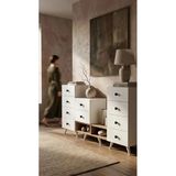 Miramob 10 Çekmeceli ve 2 Bölmeli Modern Şifonyer Geniş Konsol Saklama Ünitesi Safir Meşe Beyaz