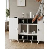 Miramob 2 Kapaklı ve 6 Bölmeli Modern Geniş Şifonyer Konsol Antre Ünitesi 132 cm Antrasit Beyaz