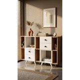 Miramob 4 Çekmeceli ve 8 Bölmeli Modern Şifonyer Geniş Konsol Antre Ünitesi Safir Meşe Beyaz