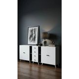 Miramob 4 Kapaklı 4 Çekmeceli ve 4 Bölmeli Modern Dev Konsol Şifonyer 195 cm Antrasit Beyaz