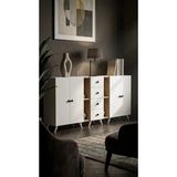 Miramob 4 Kapaklı 4 Çekmeceli ve 4 Bölmeli Modern Dev Konsol Şifonyer 195 cm Safir Meşe Beyaz