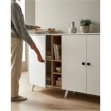 Miramob 4 Kapaklı ve 2 Bölmeli Modern Dev Şifonyer Konsol Antre Ünitesi 147 cm Safir Meşe Beyaz
