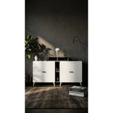 Miramob 4 Kapaklı ve 4 Bölmeli Modern Dev Şifonyer Konsol Antre Ünitesi 147 cm Antrasit Beyaz