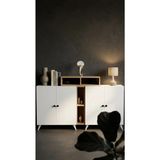 Miramob 4 Kapaklı ve 4 Bölmeli Modern Dev Şifonyer Konsol Antre Ünitesi 147 cm Safir Meşe Beyaz